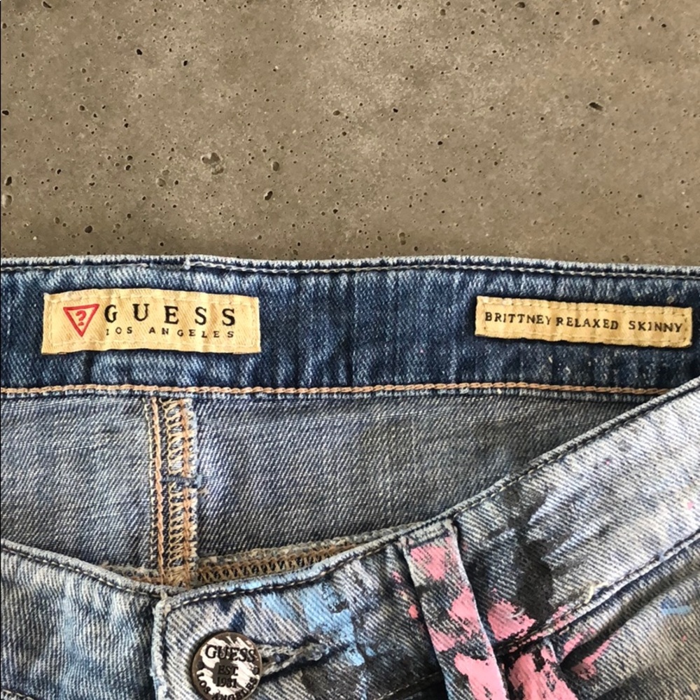 Unique Hand painted guess boyfriend jeans size 27 - Picture 9 of 10